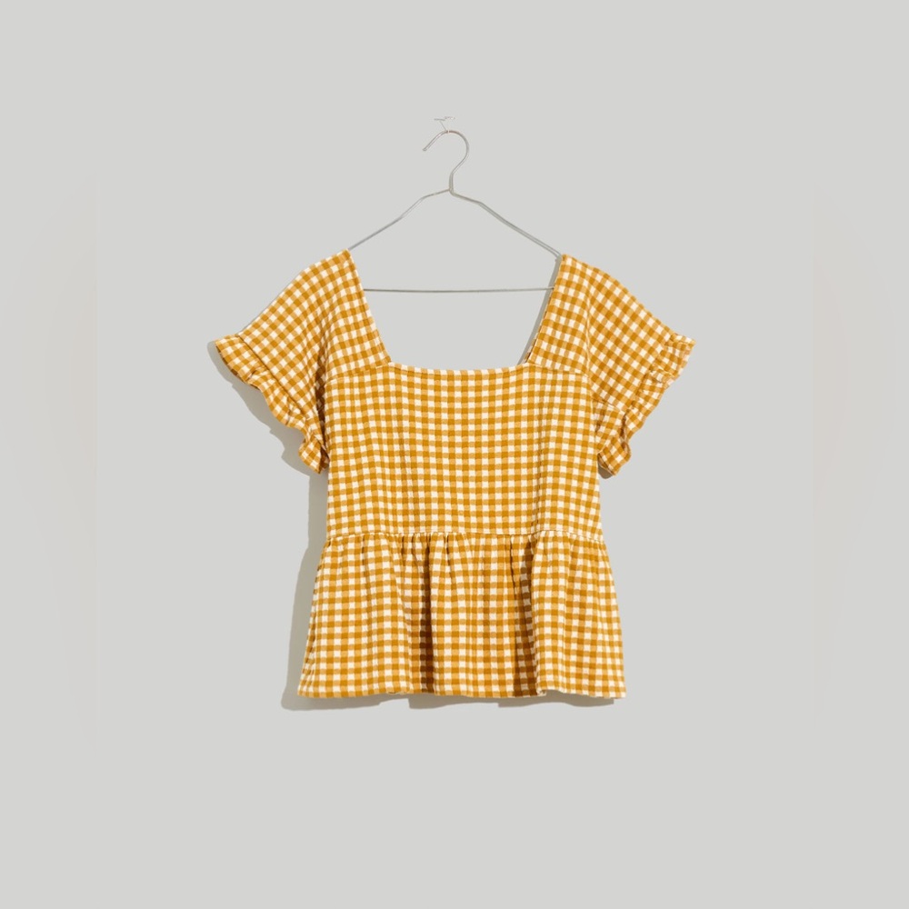 Madewell Gingham Knit Ruffle-Hem Top - Picture 5 of 7